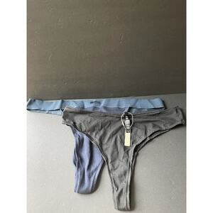 Skims Thong Underwear Womens Size 4x Soot(black) Navy Stretch Lingerie (2) New